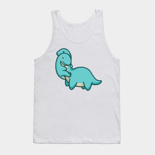 Cute T-rex hugging Long Neck Dinosaur Tank Top